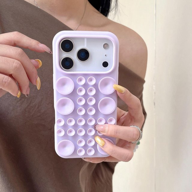 Stoßfeste runde Silikon Handyhülle mit Saugnapf für Apple iPhone 17 16 15 14 13 Pro Max in Purple - Bild 1