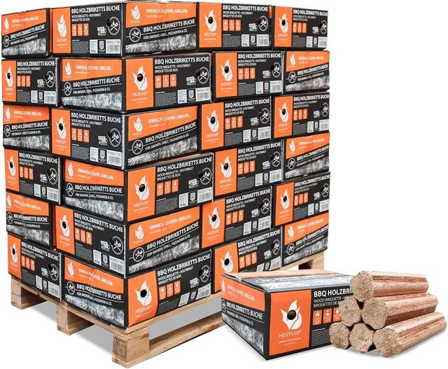 Heizfuxx BBQ Buchenholzbriketts, 18 kg Gebinde, 324 kg Palette - Bild 1