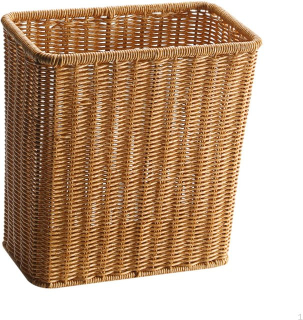 Tragbarer Mülleimer von Crafttradeonline in Hellbraun mit Rattan-Optik, Höhe: 28,0 cm, Breite: 15,0 cm, Tiefe: 15,0 cm - Bild 1