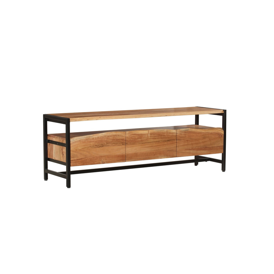 DELUKE TV-Schrank BJORN Fernsehtisch aus Akazienholz und Eisen in Akazie Natur mit industrieller Optik, B/T/H: 51 x 43 x 145 cm - Bild 2