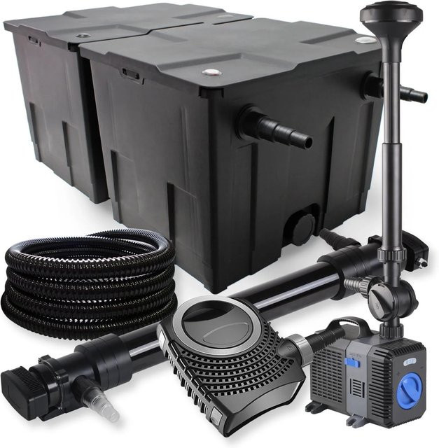 Sunsun 2-Kammer Filter Set Neo10000 mit 80W Pumpe und UVC Teichklärer für bis zu 60000L in Schwarz - Bild 1