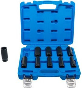 BGS Kraft-Steckschlüssel-Einsatz-Satz Sechskant tief mit 1/2 Zoll Antrieb, 10-teilig, SW 10-24 mm, aus Chrom-Molybdän-Stahl - Bild 1