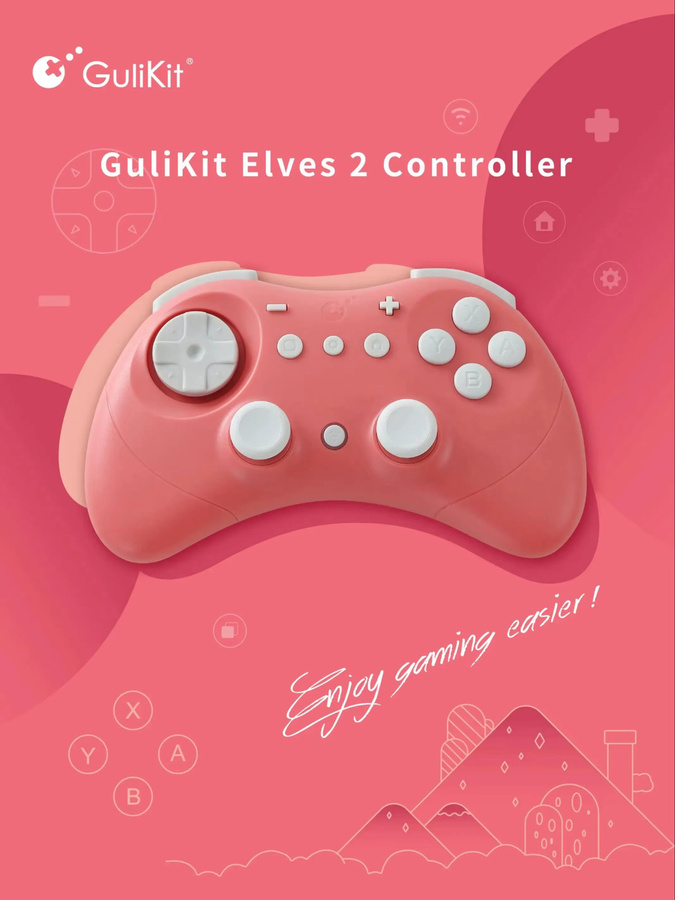 GuliKit Elves 2 Wireless-Controller mit Hyperlink 2 Adapter für Nintendo Switch und Windows, Farbe: Rot, Bluetooth mit 730Hz Polling-Rate - Bild 4