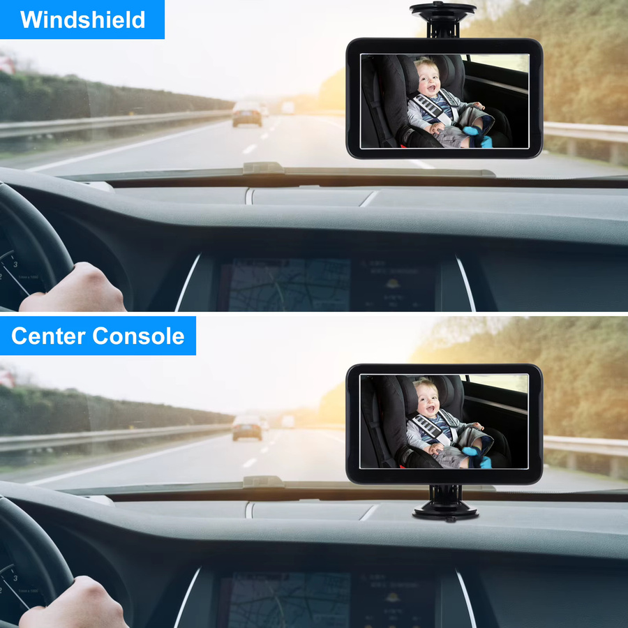 KKMOON Baby-Auto-Kamera mit 7-Zoll-Display und Rücksitz-Spiegel in Schwarz zur Überwachung deines Kleinkindes im Auto - Bild 2