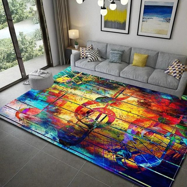 Rutschfester Teppich mit Klavier-Musik-Design von Wucifang Jewelry, Mehrfarbig, B/T: 90 x 60 cm - Bild 1