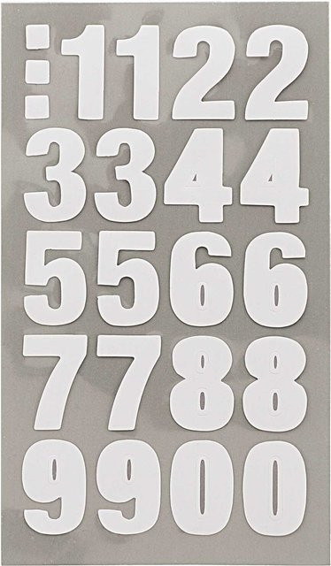 Rico Design Paper Poetry Office Sticker Zahlen weiß 4 Bogen - Bild 1