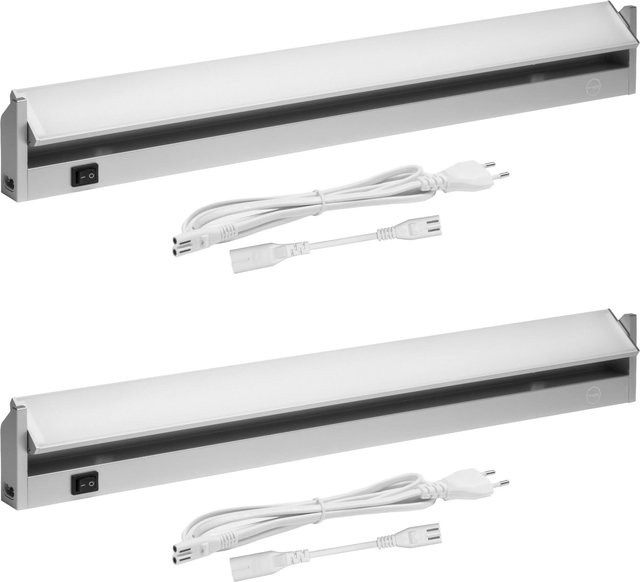 Oktaplex 2er Set LED Unterbauleuchten für Küche und Home Office, Aluminium, Schwenkbar, Warmweiß, Silber/Weiß, Breite: 60 cm - Bild 1