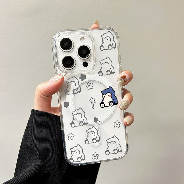 Potdemiel Pokemon Gengar Pikachu Wireless Charging Case für iPhone 17 Air 16 E 15 14 13 12 Mini 11 Pro Max Transparente Silikon-Kantenabdeckung - Bild 1