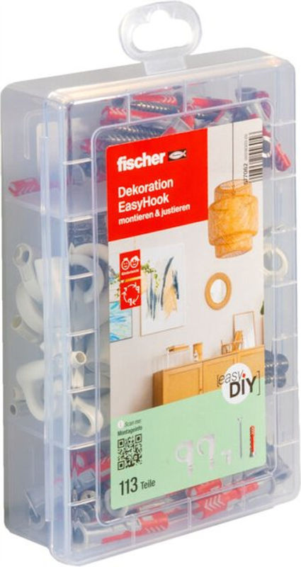 Fischer easyDIY EasyHook Dübel-Sortimentsbox mit Schrauben, 113 Stück - Bild 2