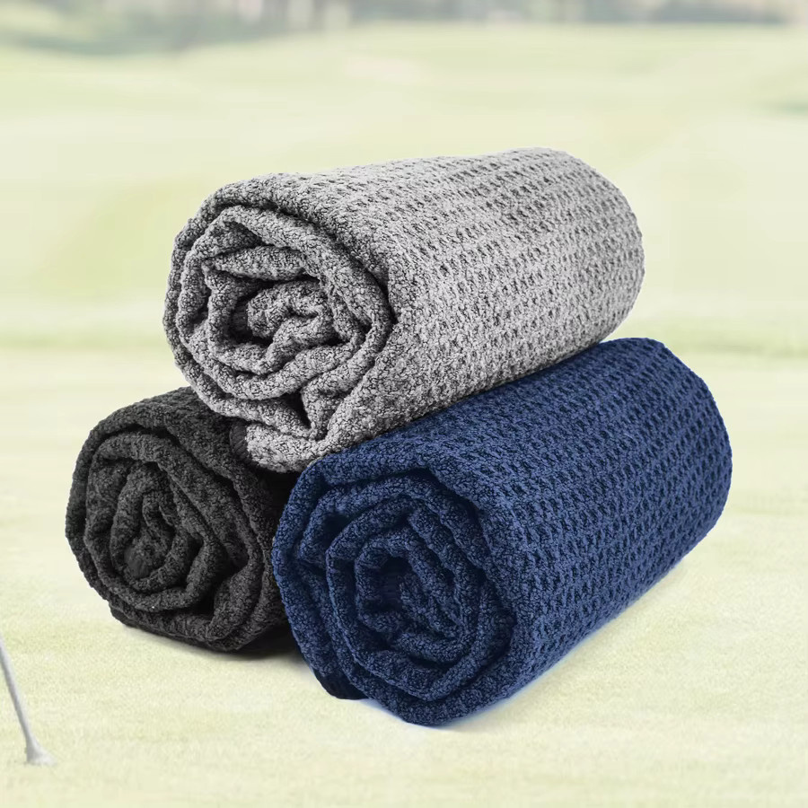 Babbibald Mikrofaser-Golfhandtuch mit Karabinerhaken in Schwarz, Waffel-Reinigungstuch für Golfschläger, Fitness und Sport - Bild 6