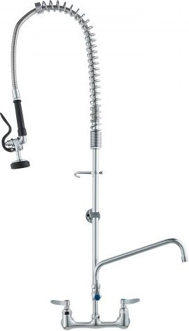 VEVOR Kommerzieller Küchenwasserhahn mit Vorspülbrause aus Messing, Wandmontage, Farbe: Silber, Höhe: 111 cm - Bild 1