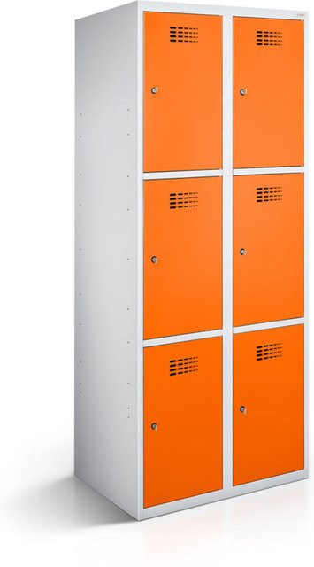 rotstahl Fächerschrank mit 6 Fächern in Orange und lichtgrauem Korpus, B/T/H: 60 x 50 x 180 cm - Bild 1