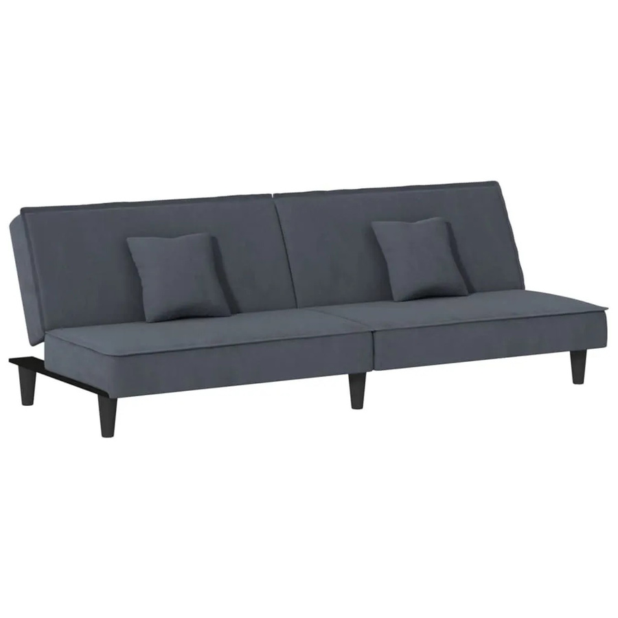 vidaXL Schlafsofa Click-Clack aus Samt in Dunkelgrau mit Massivholzrahmen, B/T/H: 200 x 100 x 70 cm - Bild 2