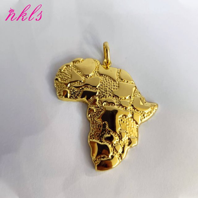 Anhänger Karte von Afrika, Edelstahl, Gold, Unisex - Bild 1