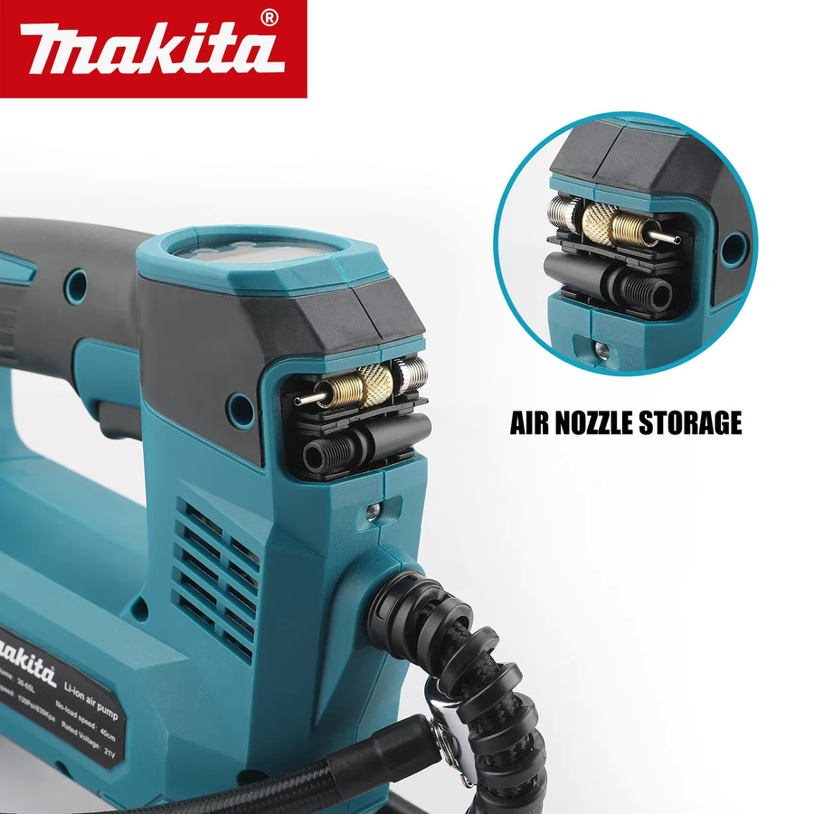 Makita Tragbare Akku Luftpumpe 18V Kabelloser Kompressor in Blau für Autoreifen und Motorräder - Bild 3