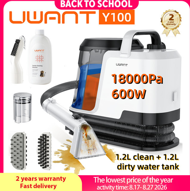 Uwant Y100 Tragbarer Teppichreiniger in Weiß mit 18000Pa Saugkraft, 600W Leistung und 2,4l Wassertank inklusive Selbstreinigungsfunktion und Sprühbürste - Bild 1