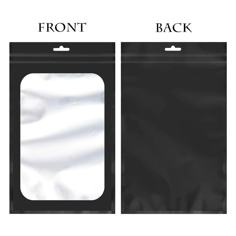 Wiederverschließbare Mylar-Beutel mit klarem Fenster, geruchsdichte Folienbeutel in Schwarz und Transparent für Schmuck und Verpackungszubehör - Bild 4