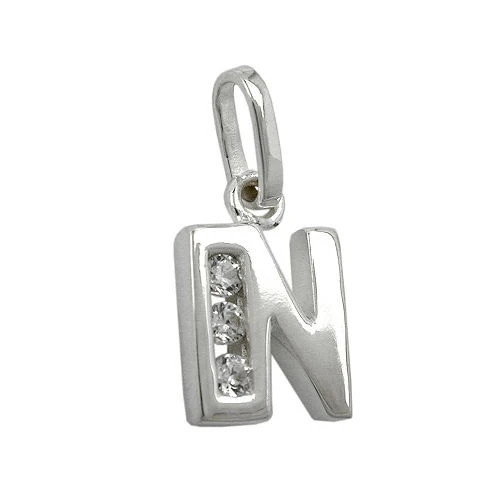 Colfem Anhänger Buchstabe N, 925 Silber, Zirkonia, Unisex - Bild 1