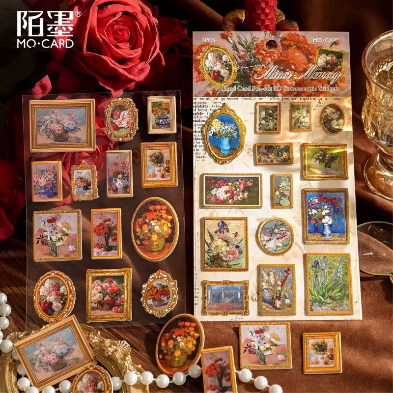 2 Stück Flache Aufkleber mit berühmten Ölgemälde-Motiven in Multicolour für Scrapbooking und DIY-Projekte - Bild 2