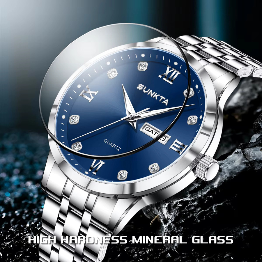 LIGE Armbanduhr, Quarz, Edelstahl, Silikon, Blau, Herren - Bild 4