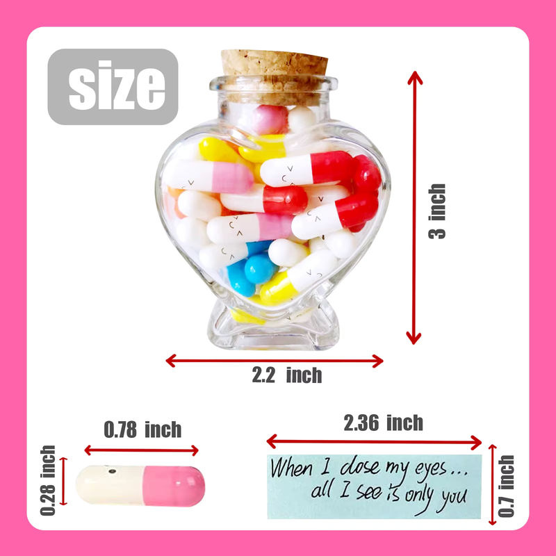 52 Stück bunte transparente Kunststoff Kapseln als DIY Wunschflaschen für Valentinstag und Dekoration - Bild 2
