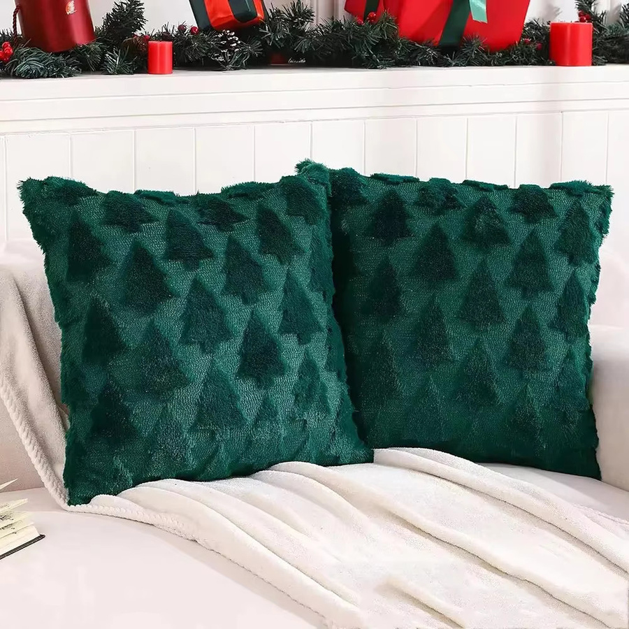 Runtow Kissenbezüge mit Weihnachtsbaummuster in Grün, 2er-Set, B/B: 45 x 45 cm - Bild 3