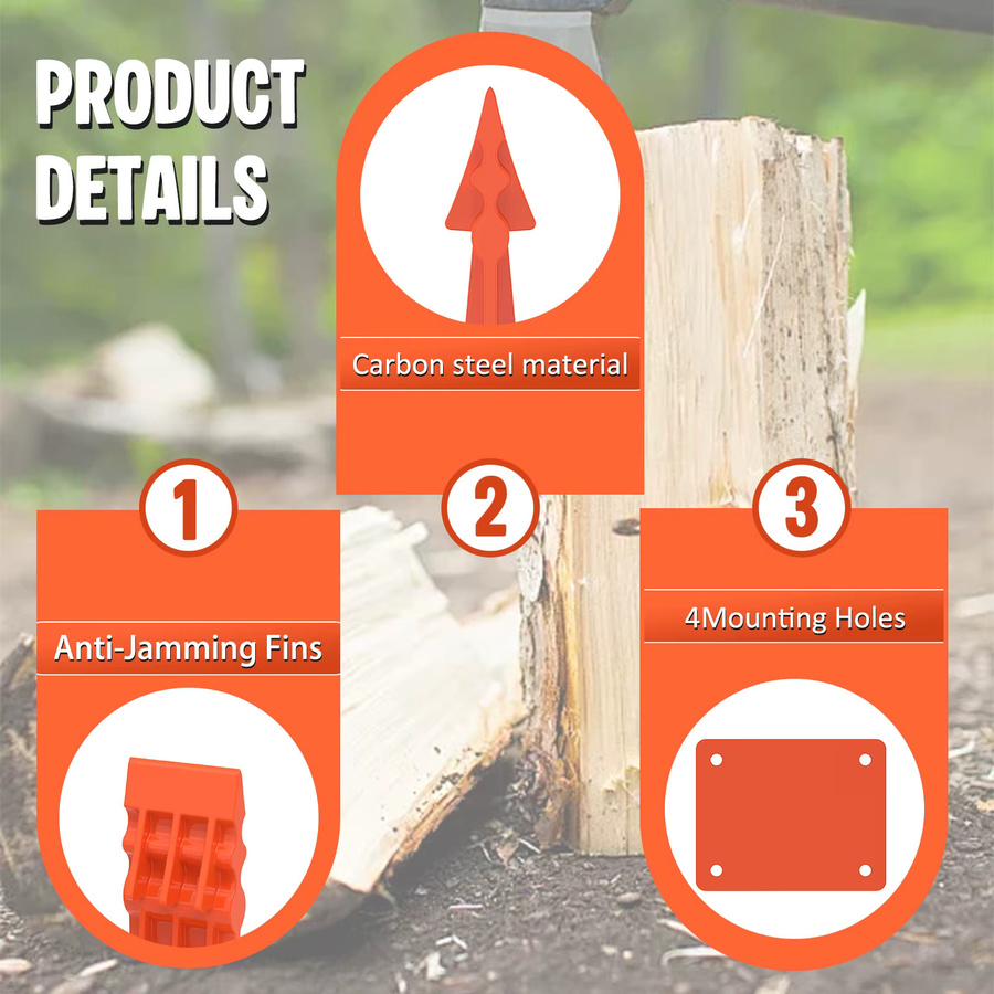 Hands DIY Manueller Holzspalter aus Kohlenstoffstahl in Orange für Kamin und Outdoor-Camping - Bild 3