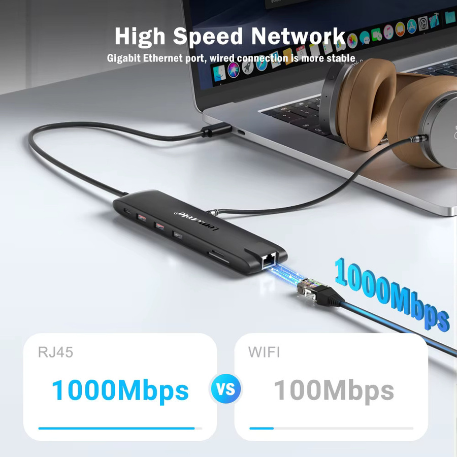 Lemorele 4K USB-C Dockingstation mit Dual HDMI, VGA, Gigabit Ethernet und SD-Kartenleser für Windows und MacBook Air - Bild 4