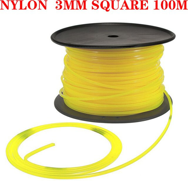 KingHui Universal Mähdraht aus Nylon, 3 mm Vierkant, 100 m Länge für Stihl Trimmer und Rasenmäher - Bild 1