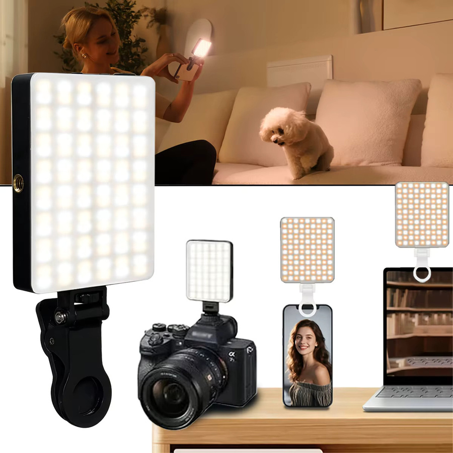 Wiederaufladbare 90-LED-Clip-Leuchte in Pink mit 3 einstellbaren Modi für Videoanrufe, Selfies, Vlogs und Make-up - Bild 2