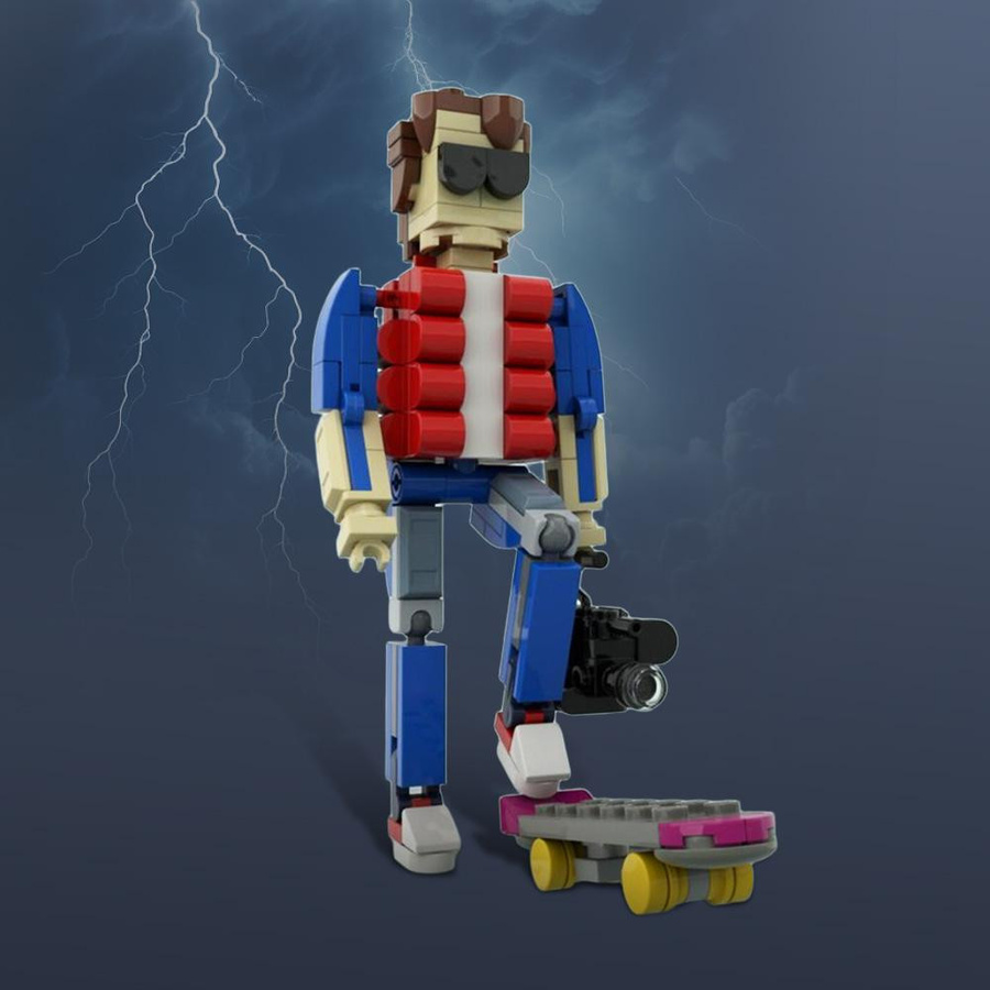 Gobricks Zurück in die Zukunft Marty McFly mit Skateboard & Kamera Bausteine ab 14 Jahren - Bild 2