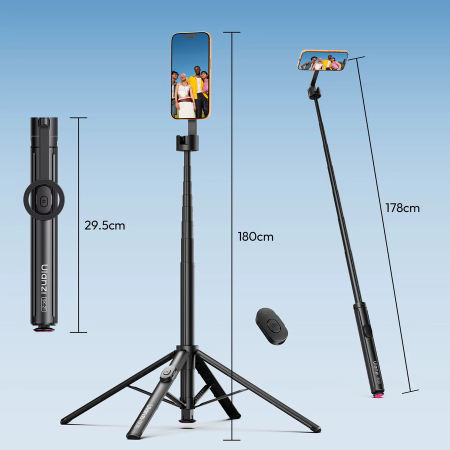Ulanzi SK-21 Magnetischer Auto-Open Stativ-Selfie-Stick für iPhone in Schwarz - Bild 4