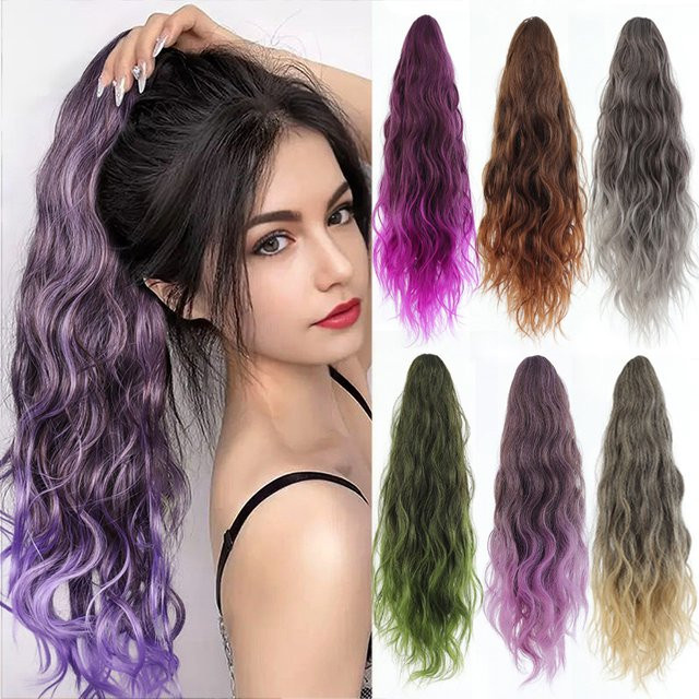 AOOSOO HAIR Synthetische Perücke, Wasserwellen, Farbverlauf, Pferdeschwanz - Bild 1