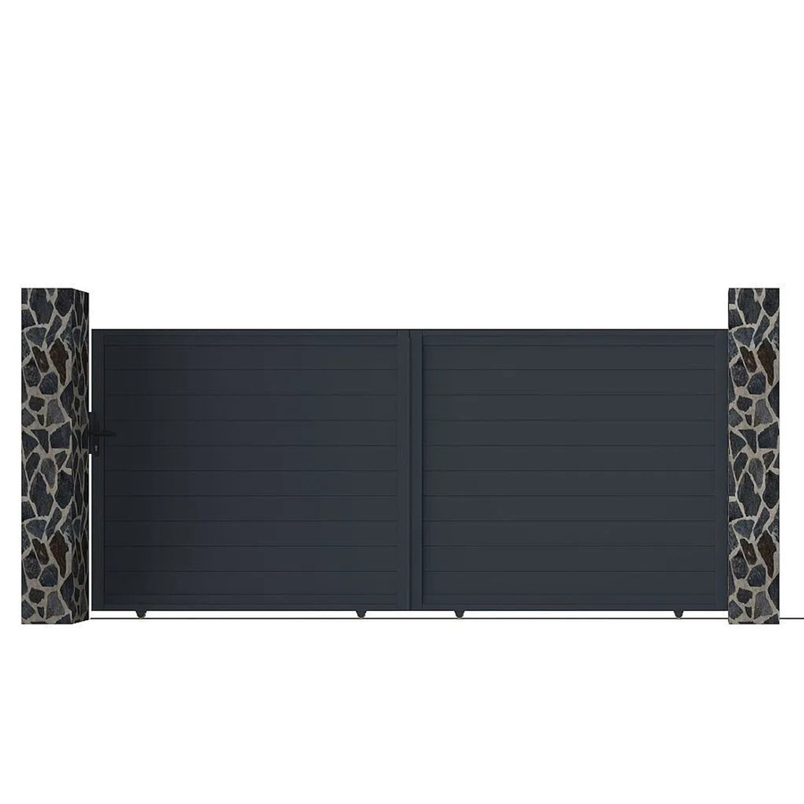 Vente-unique Schiebetor Nazario aus Aluminium in Anthrazitgrau, Breite: 348 cm - Bild 2