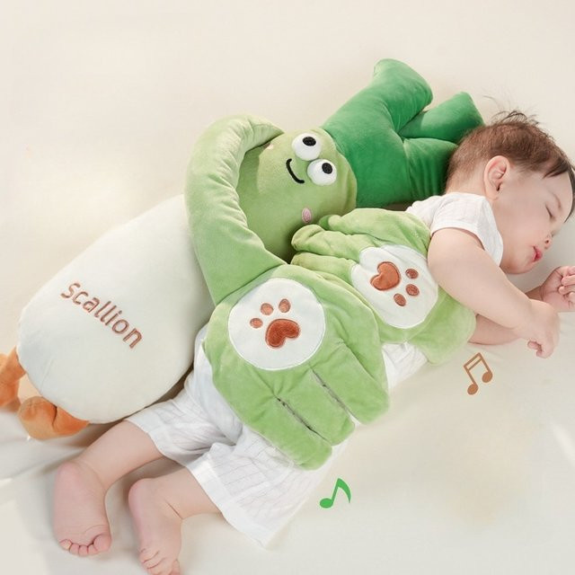 Beruhigendes Baby-Schlafkissen in Frühlingszwiebel-Optik mit automatischer Handflächenmassage für Neugeborene, Gelb-Grün - Bild 1