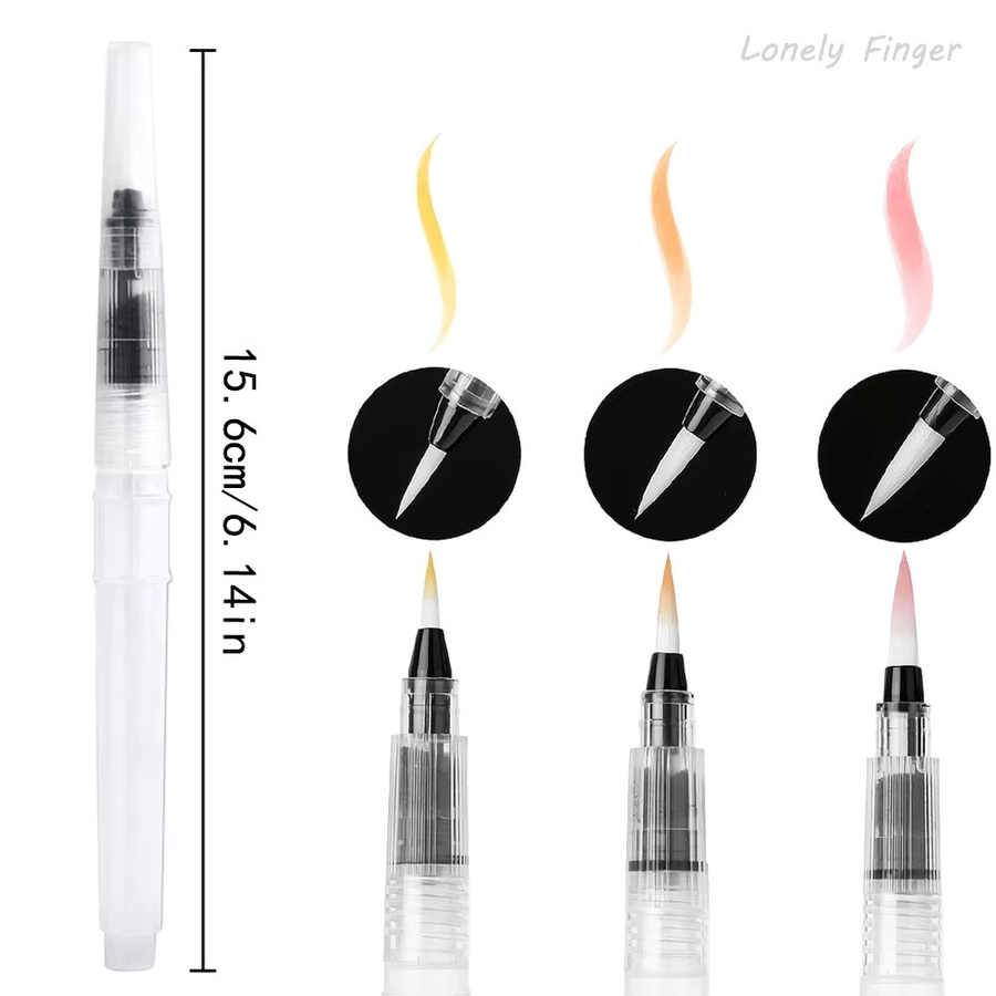 Wasser-Färbepinsel Set mit weichem Spitzenkopf für Aquarellmalerei und Zeichnen, transparent, 3 bis 36 Stück, Länge: 15,6 cm - Bild 2