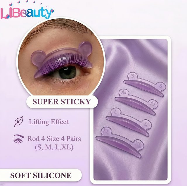 Libeauty Wimpernperm-Stäbchen, 4 Paar, L-Curl, Silikon, Unisex - Bild 1
