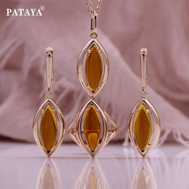 PATAYA Schmuck-Set, Kupfer, Roségold, Zirkonia, Bernstein, Damen - Bild 1
