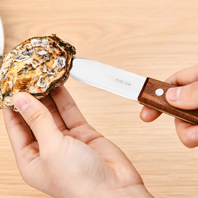 PGY Japanisches Hebelmesser für Meeresfrüchte aus Edelstahl 304 mit Holzgriff in Silber - Bild 1