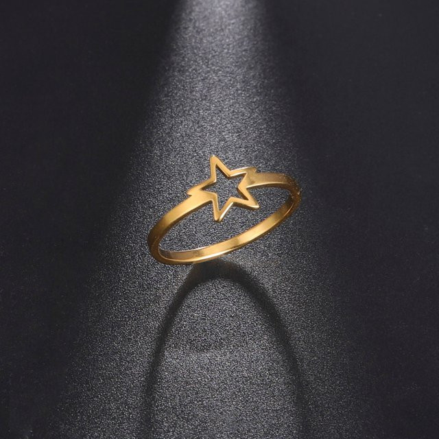 lemegeton Damenring Stern, Edelstahl, Gold - Bild 1