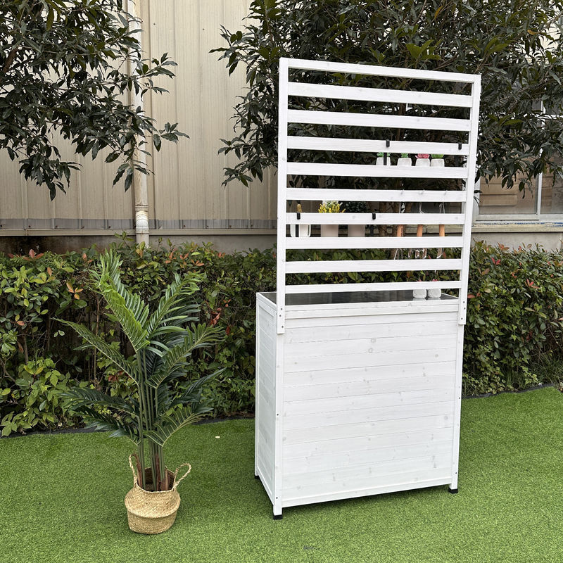 Leco Gartenregal Thea aus Tannenholz in Weiß mit verstellbaren Ablagefächern, B/T/H: 94 x 42 x 200 cm - Bild 4