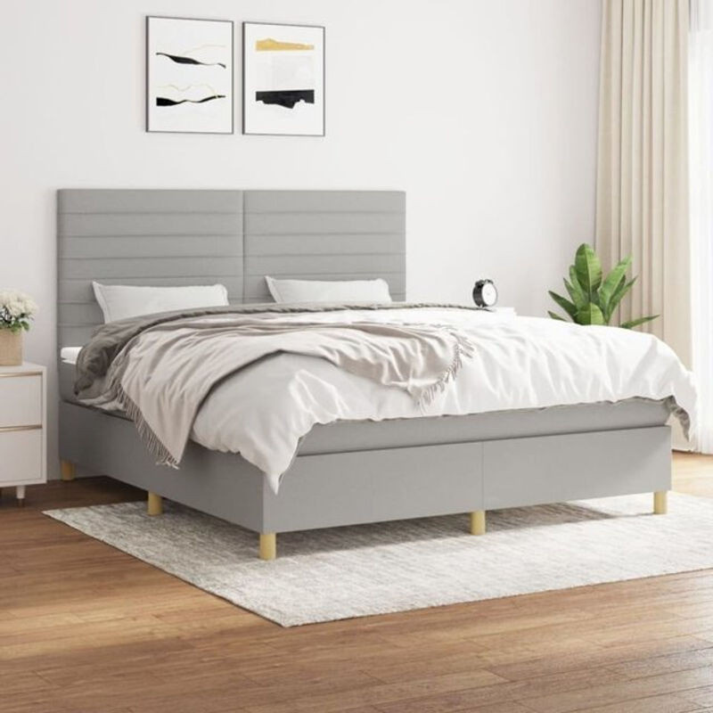 vidaxl Boxspringbett mit Matratze in Grau aus Stoff und Holzwerkstoff B/T: 160 x 200 cm - Bild 1