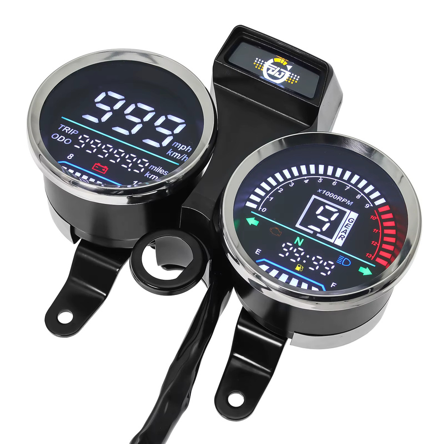 ZMFJH Tachometer für Suzuki GN125 mit Drehzahlmesser, Kilometerzähler, Kraftstoffanzeige und Spannungsmessung in Schwarz - Bild 5