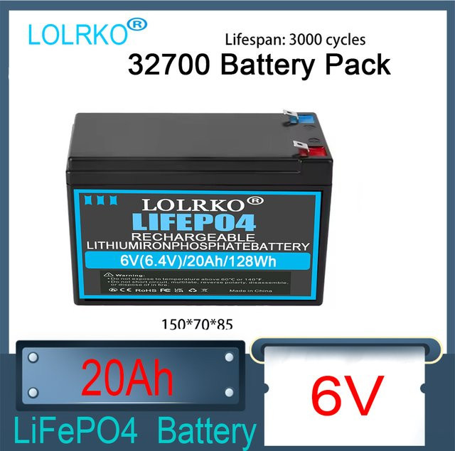 ALalito 6V 20Ah LiFePO4-Batterie mit BMS-Schutz für Überwachungskameras und Kinderautos - Bild 1