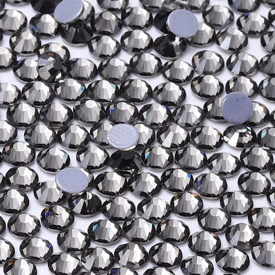 QIIY Schwarze Diamant-Glas-Strasssteine mit flacher Rückseite für Hot-Fix, Nagel-Edelsteine und DIY-Dekoration, SS6-SS30 - Bild 2