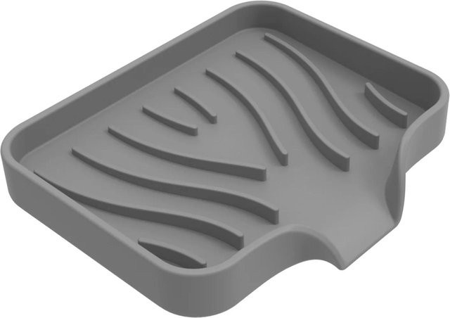 Love Home Garden Abtropfende Seifenschale aus Silikon mit Drainage und rutschfester Basis, Grau - Bild 1