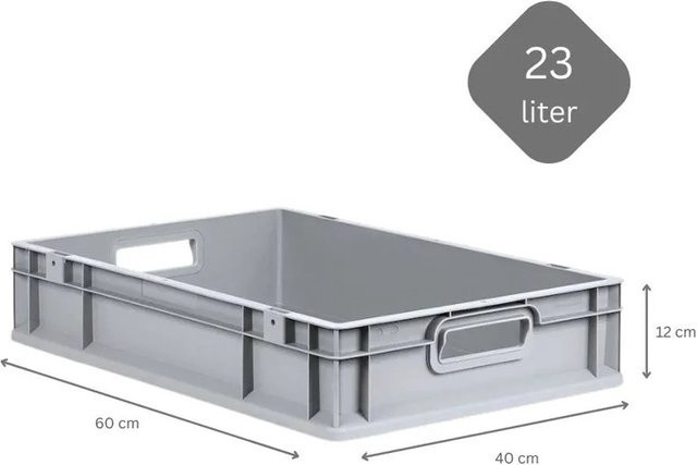 PROREGAL SuperSparSet 8x Eurobox NextGen Grip mit Scharnierdeckel und grünen Schiebeschnappverschlüssen, Grau, H x B x T: 12 x 40 x 60 cm, 23 Liter, mit verstärkten Wänden - Bild 1