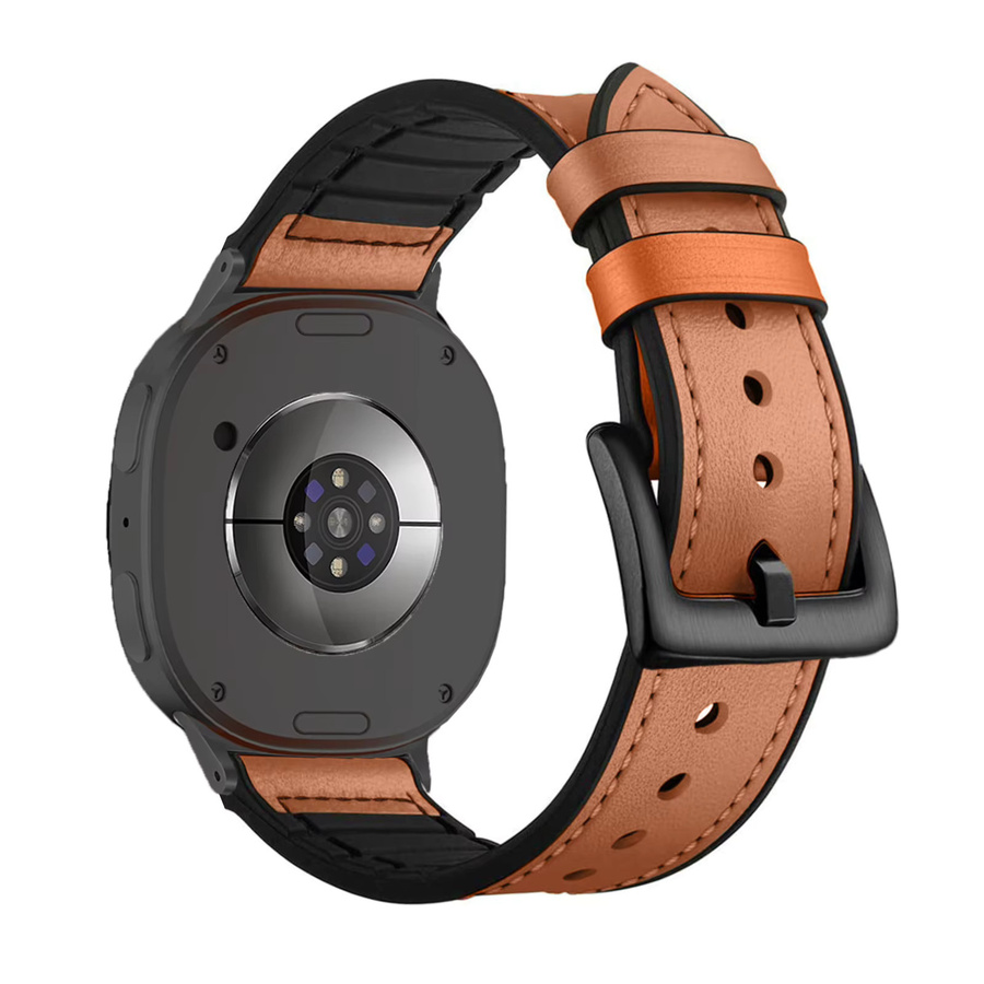 Samsung Uhrenarmband Galaxy Watch8, Silikon, Leder, Schwarz, Braun, Unisex - Bild 2