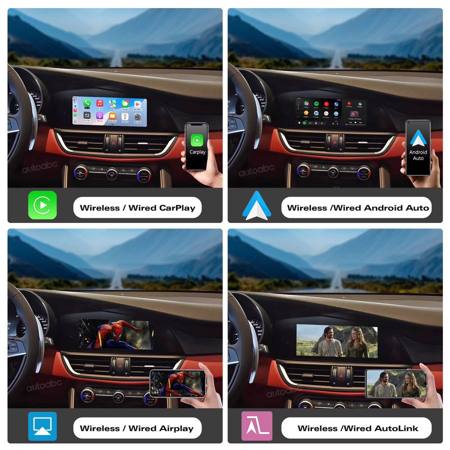 AUTOABC Drahtlose CarPlay und Android Auto Interface für Alfa Romeo Stelvio und Giulia 2017-2019 in Schwarz - Bild 2