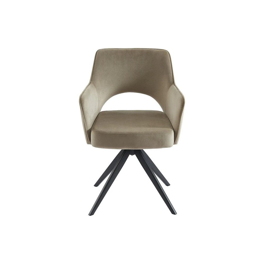 Vente-unique Stuhl Konya in Beige mit Samtbezug und Metallgestell, drehbar mit Armlehnen, Breite: 58 cm - Bild 2